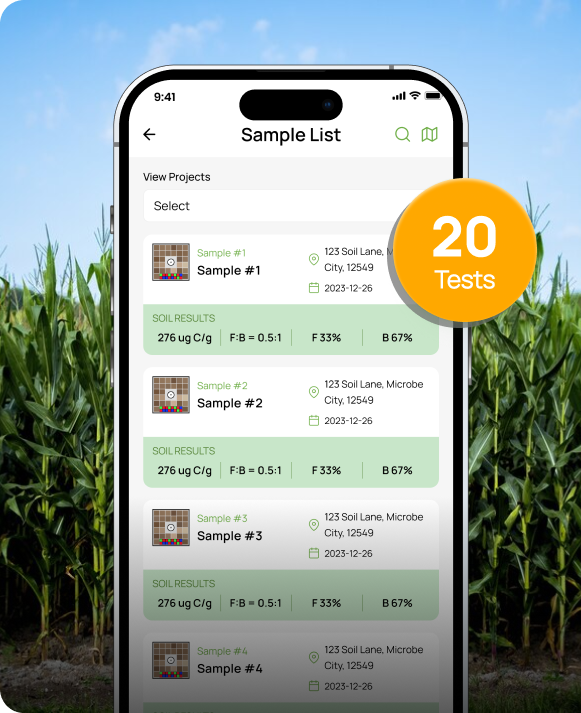 Microbiometer sample history on smart phone
